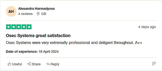 OSEC Systems Trustpilot Review 3