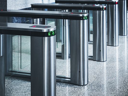 Speed gates installed at high traffic entrance