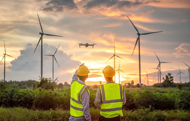 Drone inspection, wind farm