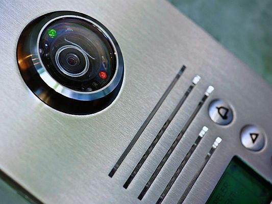 Close up of video intercom camera
